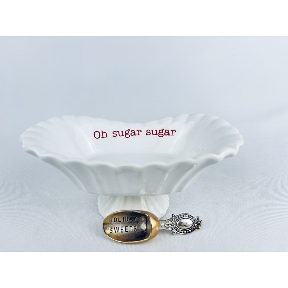 Mudpie 'Oh Sugar Sugar' Pedestal Ceramic Candy Dish & Metal Scoop
